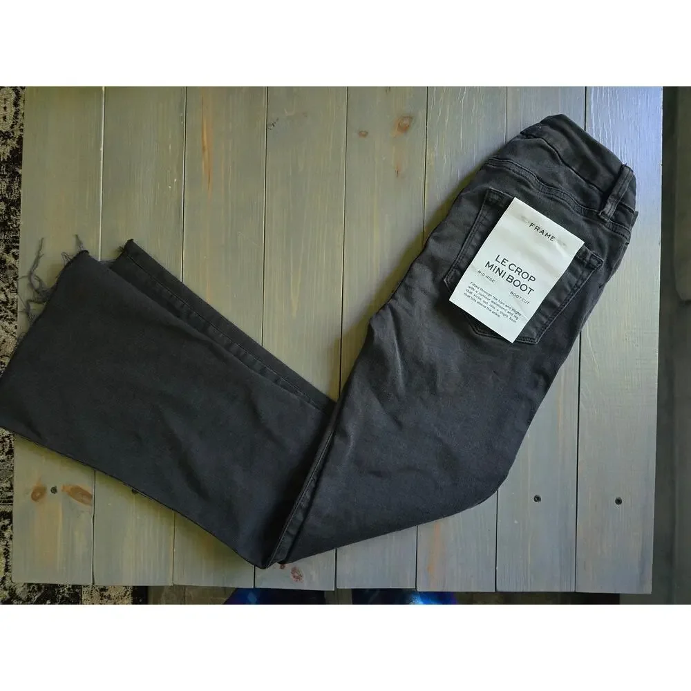 NWT FRAME Le Crop Mini Black Boot Cut Jeans - 26 waist